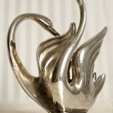 Mail holder, swan napkin in silver metal