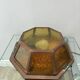 Vintage Octagonal Copper Amber Glass Flush Ceiling Lamp 1960s-70s