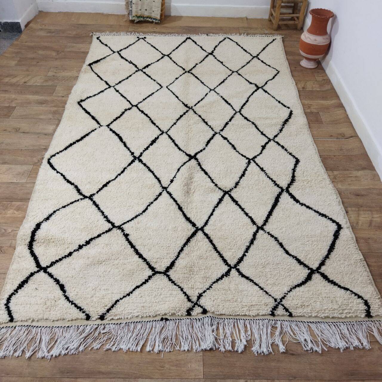 Handmade wool Berber rug 317x 184 cm