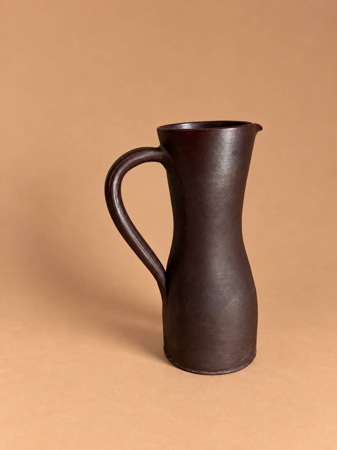 Brown stoneware jug, vintage wabi-sabi style