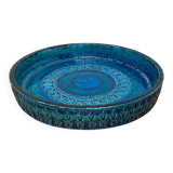 Large blue pottery bowl Rimini by Aldo Londi for Bitossi, Italy, 1960s.