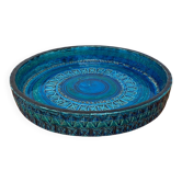 Large blue pottery bowl Rimini by Aldo Londi for Bitossi, Italy, 1960s.