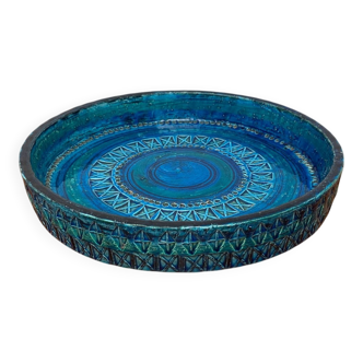 Large blue pottery bowl Rimini by Aldo Londi for Bitossi, Italy, 1960s.