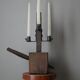Candle holder wood wrought iron folk art decoration brutalist handmade countryside candlestick candelabra