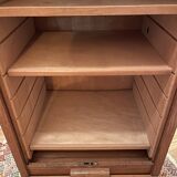 Drum filing cabinet with sliding curtain