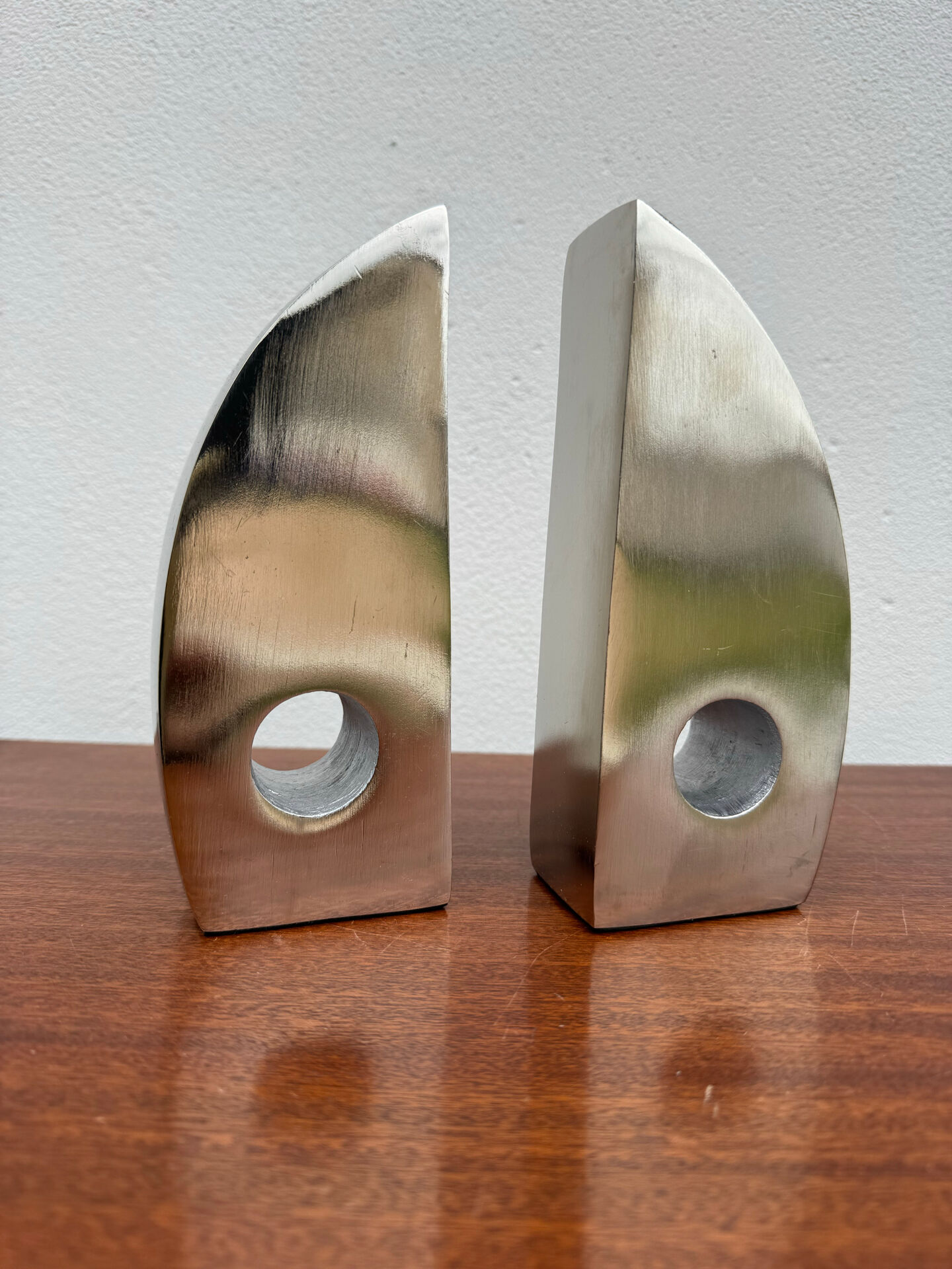 Bookends candle holders chrome aluminium