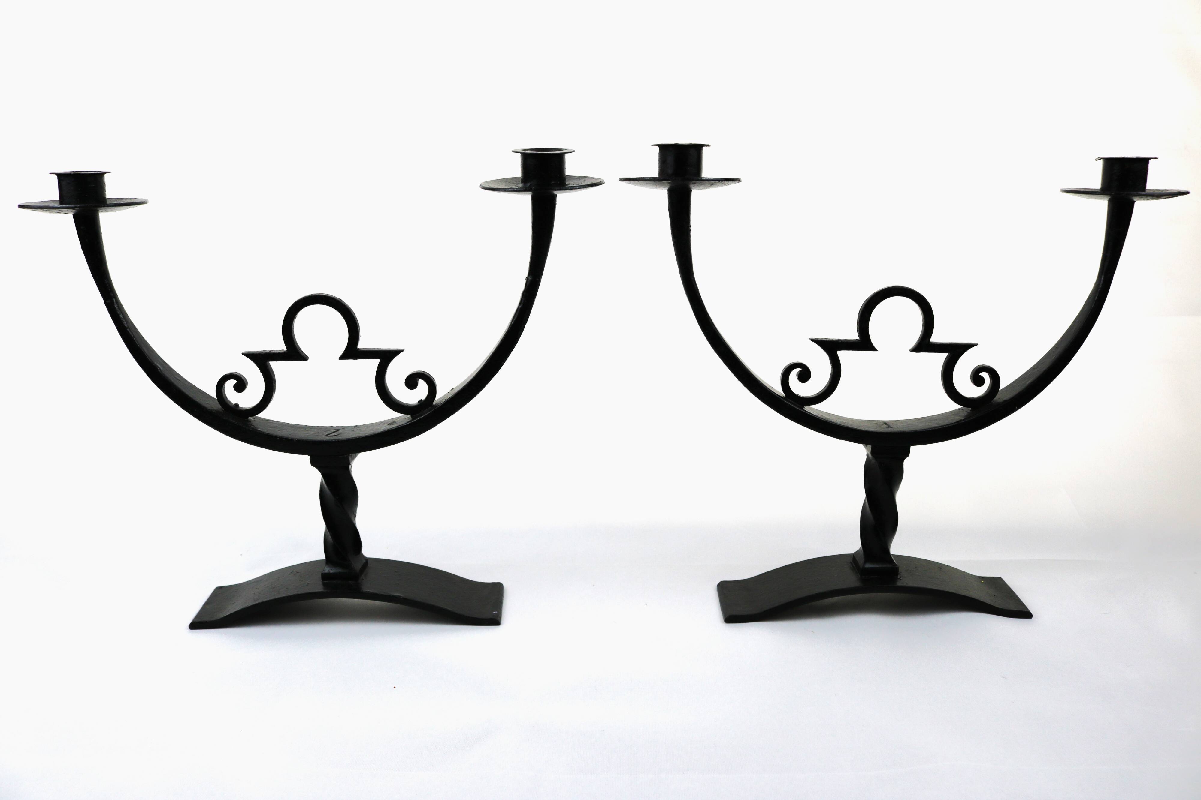 Vintage wrought iron candlesticks