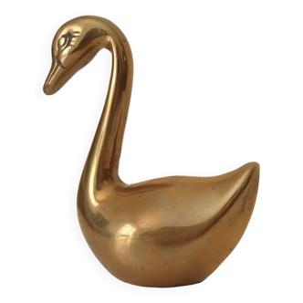 Large swan in solid gilded brass from the 50s