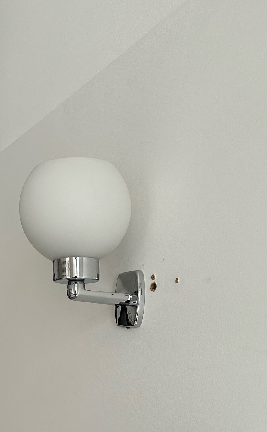 Vintage chrome and opaline wall lamp France 1970