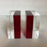 Pair of two-tone plexiglass bookends