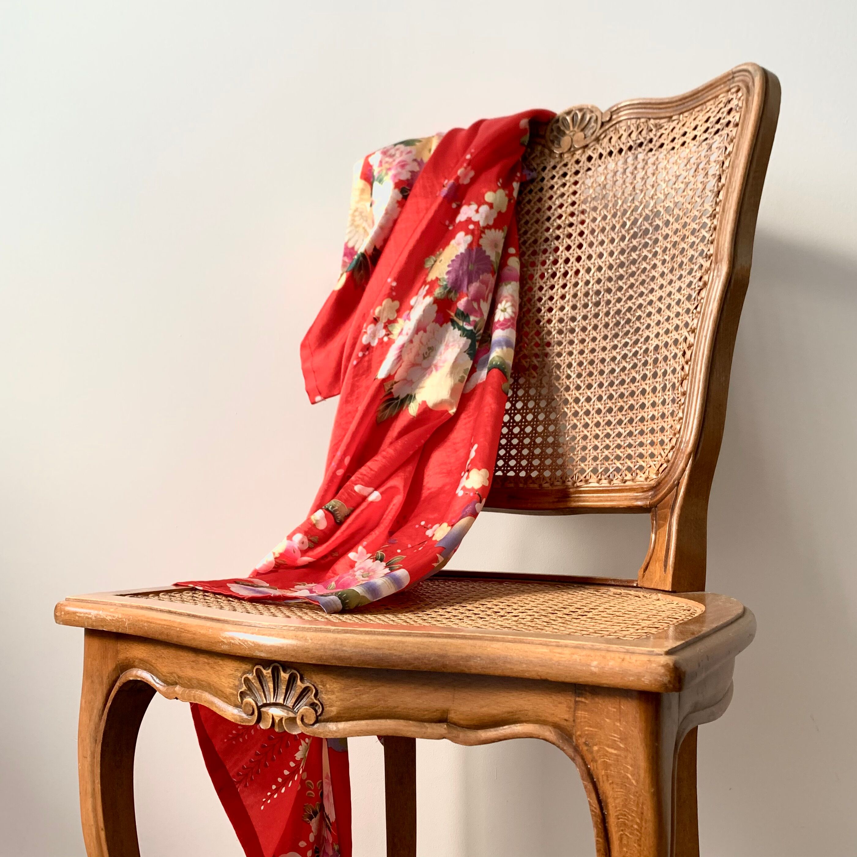 Pair of Louis XV style beech tanned chairs with shell pattern