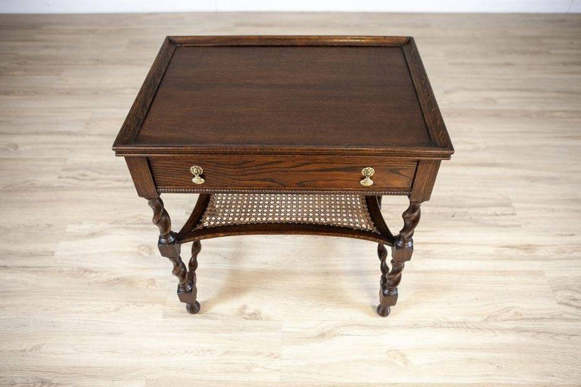 Oak Side Table in Dark Brown, 1930s