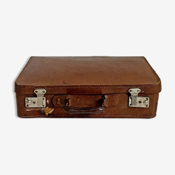 Valise en cuir vintage 1950