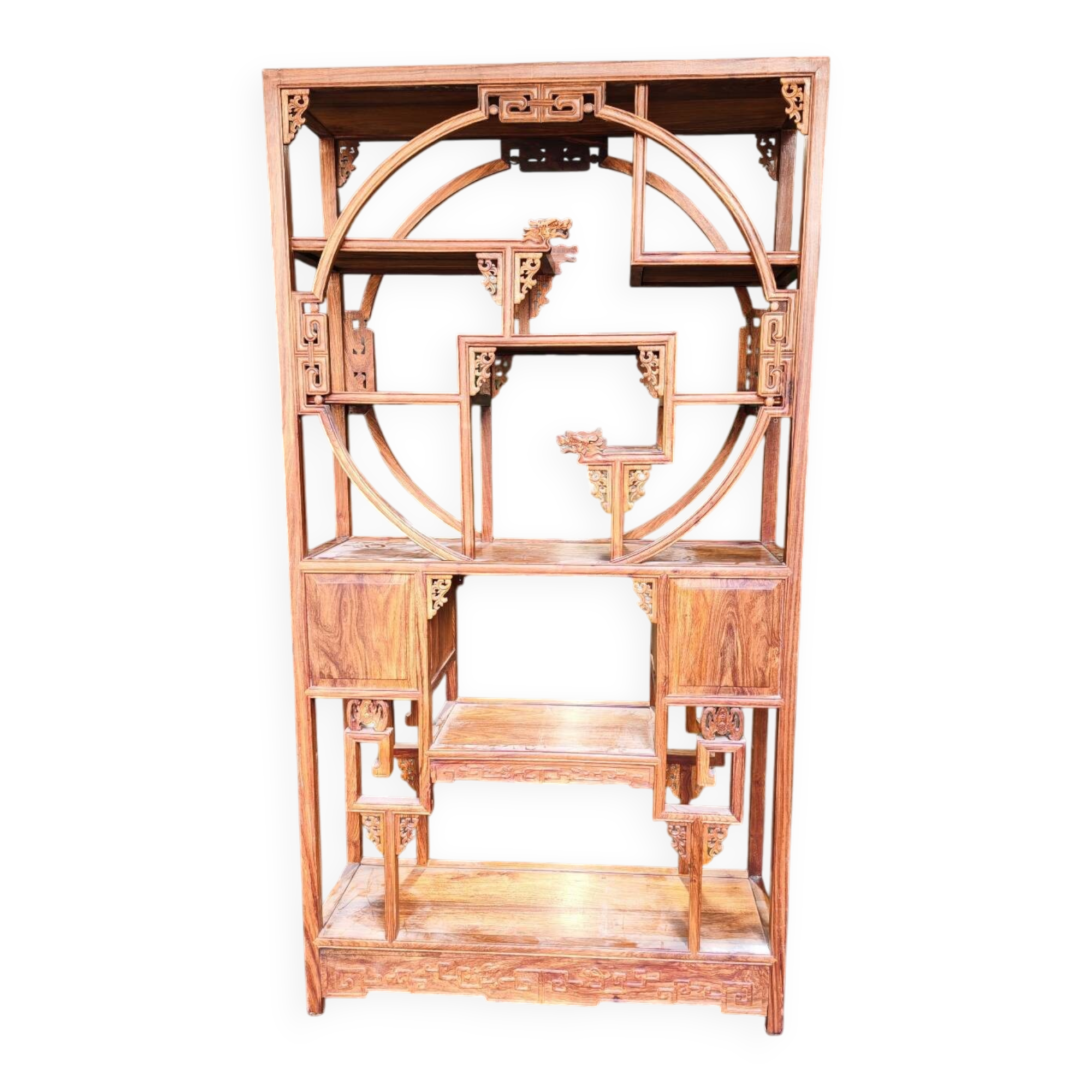 Bibliothèque chinoise Collectible Décorative en bois exotique