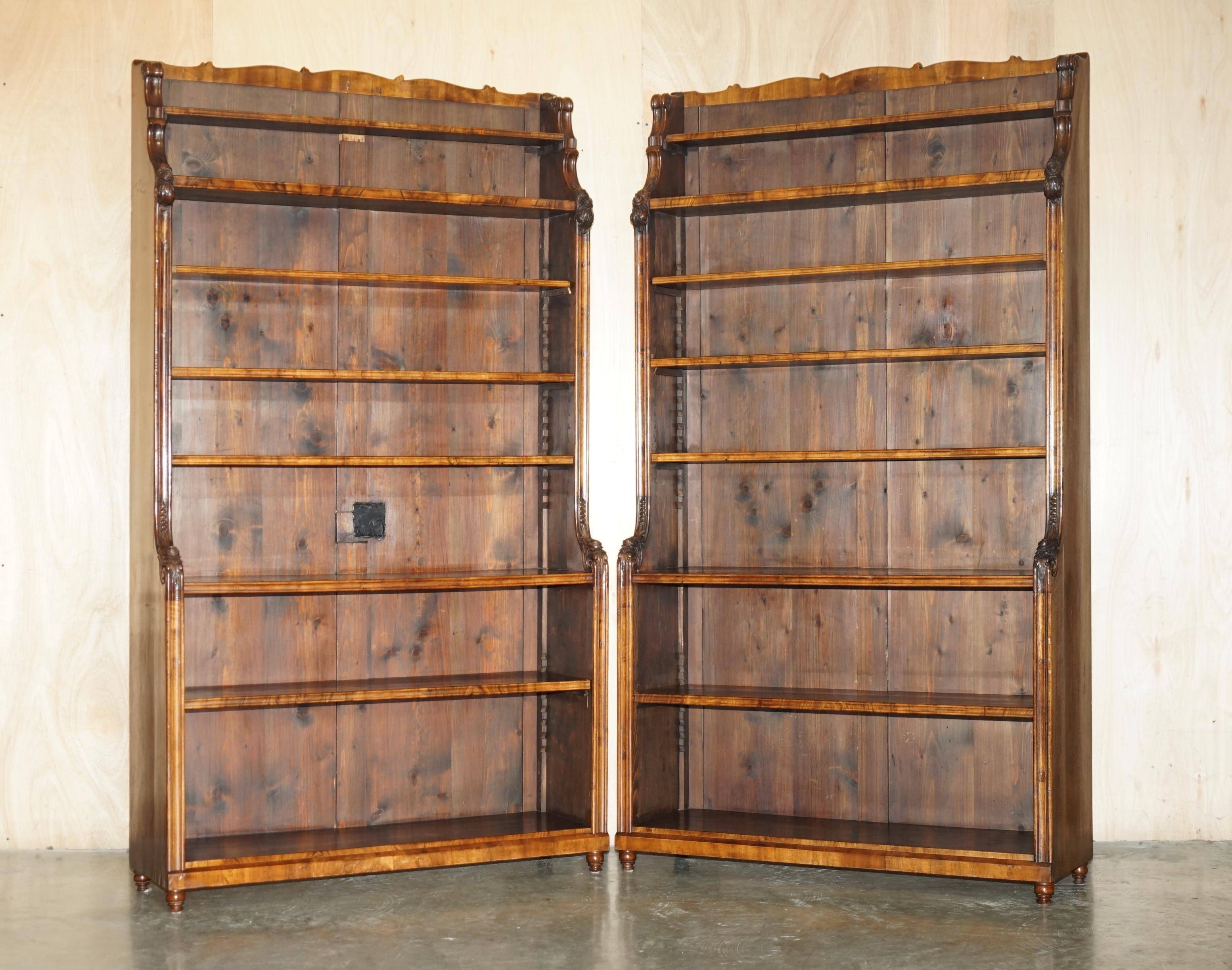 Pair of Regency cascade bookshelves in hardwood, 2.1 m in height.