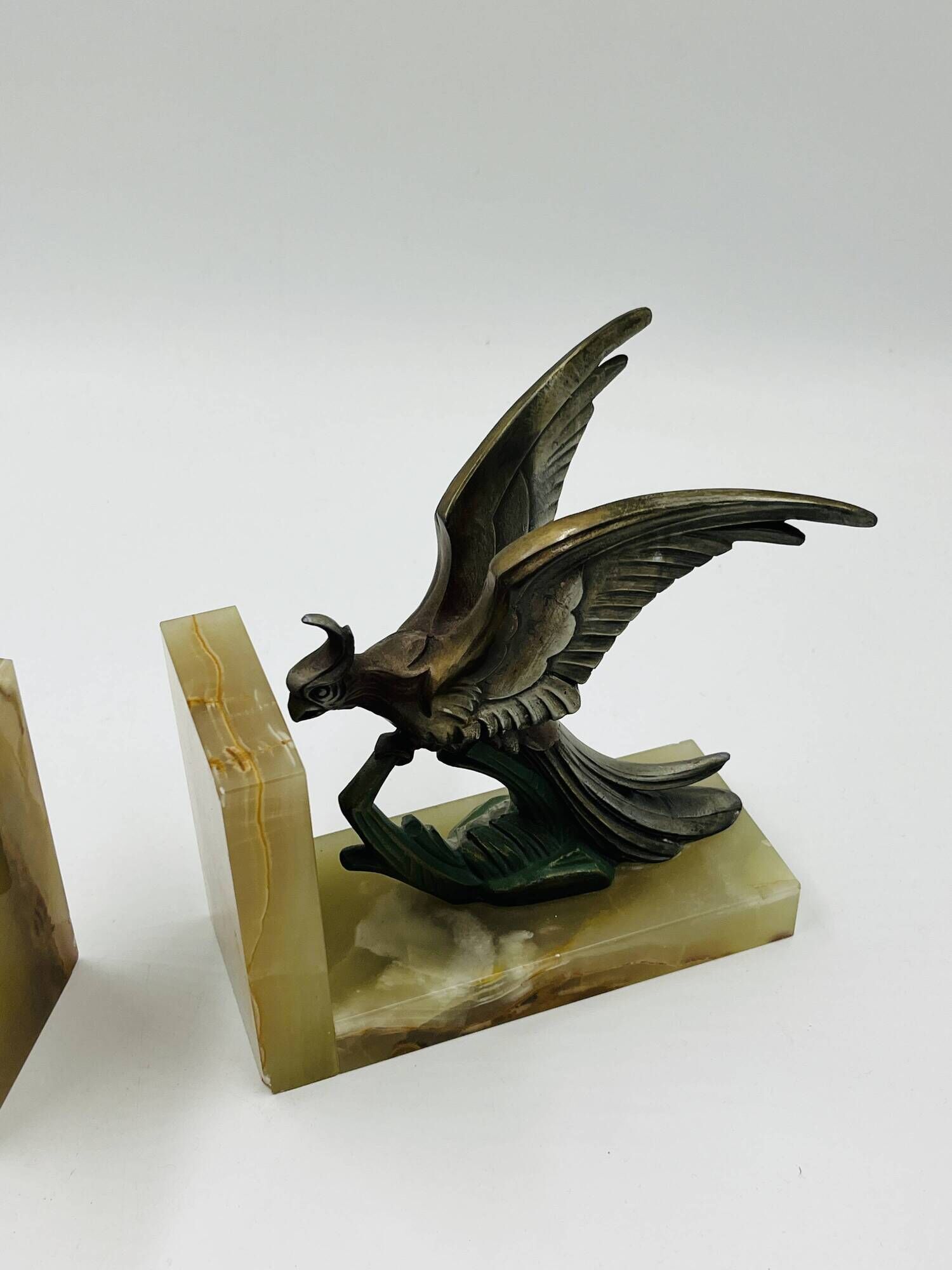 Art Deco Paradise Bird Bookends in Onyx