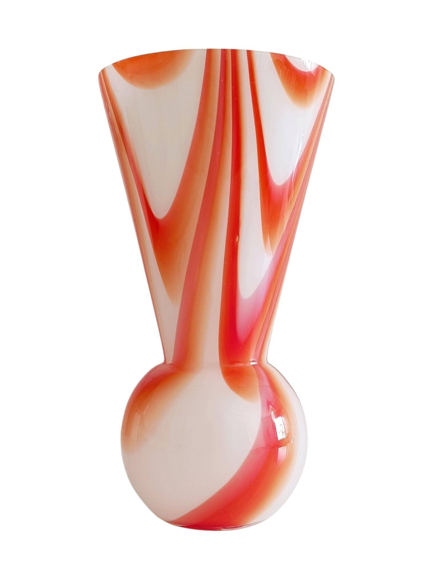 Carlo Moretti Murano Glass Vase, Marbled Decor, Italy, 1960s