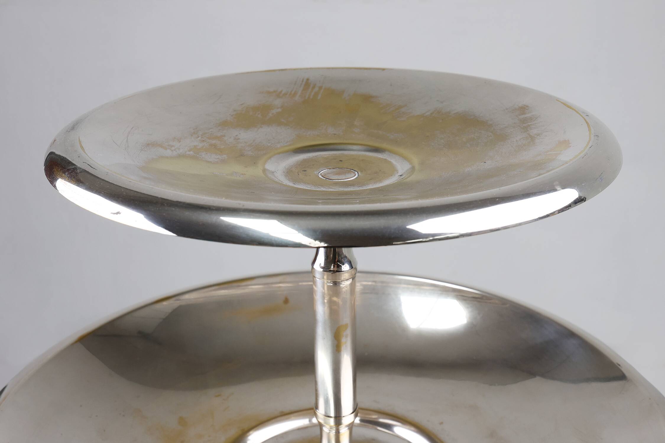 Large antique silver-plated bowl / etagère, France ca. 1900