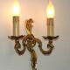 Stylish Vintage French Bronze Double Wall Sconce with Acanthus Leaf Detail