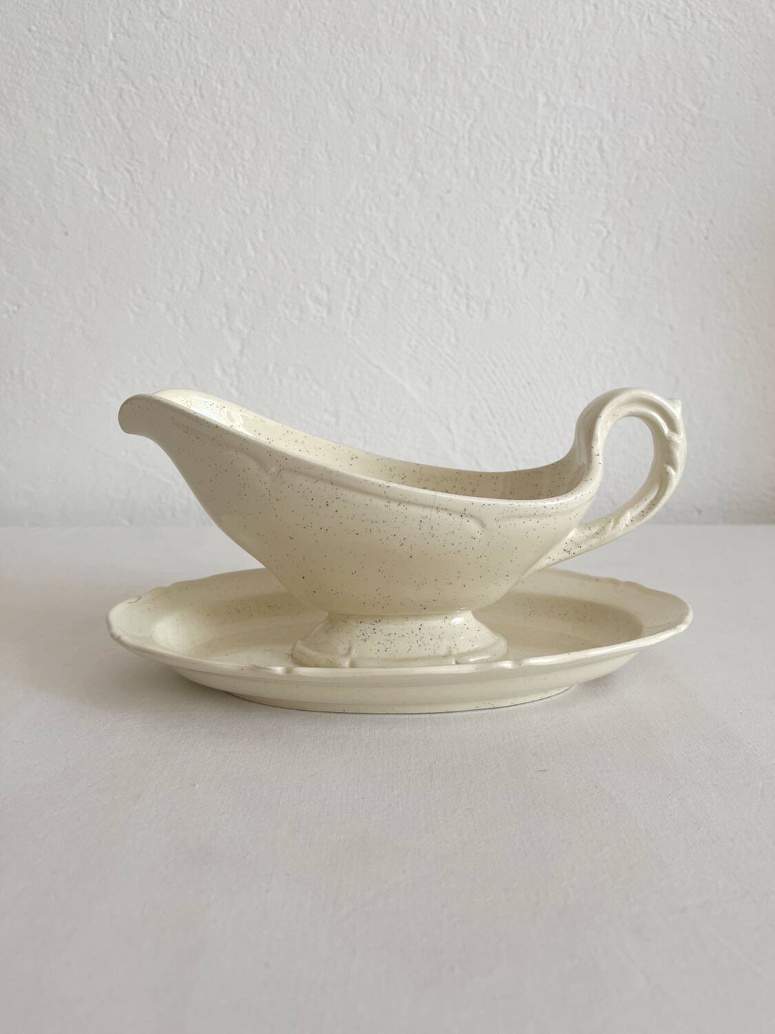 Antique ironstone gravy boat, Montereau earthenware