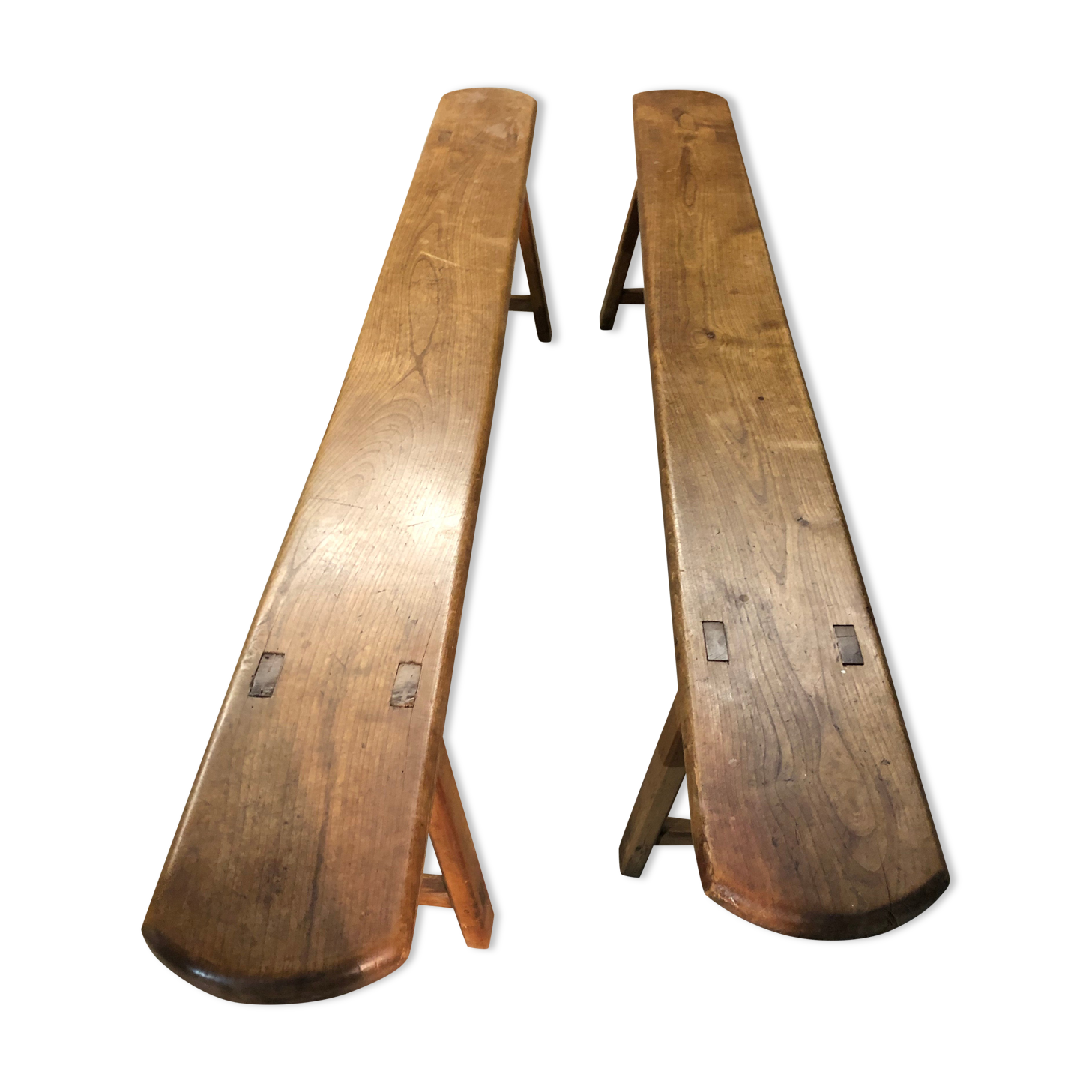 Old solid oak farm bench