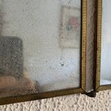 Vintage Art Nouveau gilded barber's triptych mirror 1920 - 21 x 48 cm