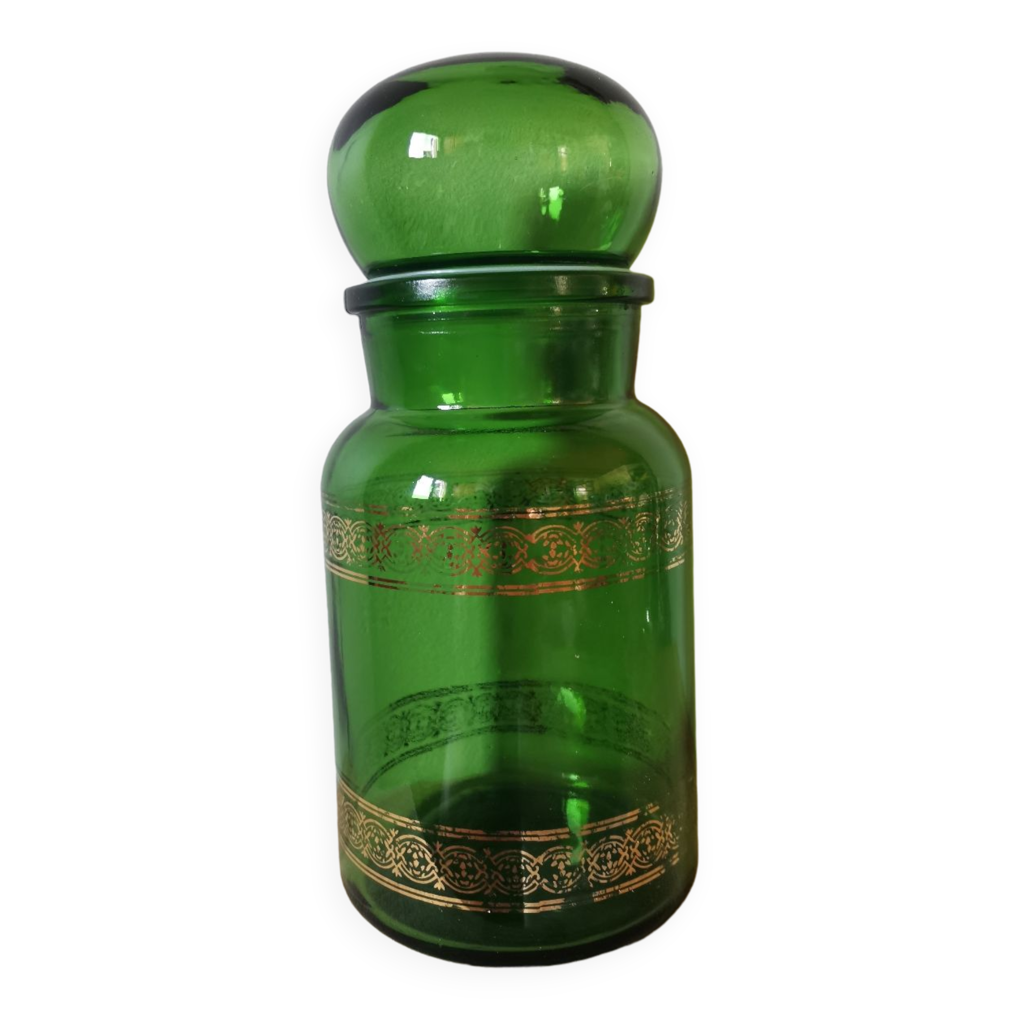 Vintage green glass jar made in Belgium