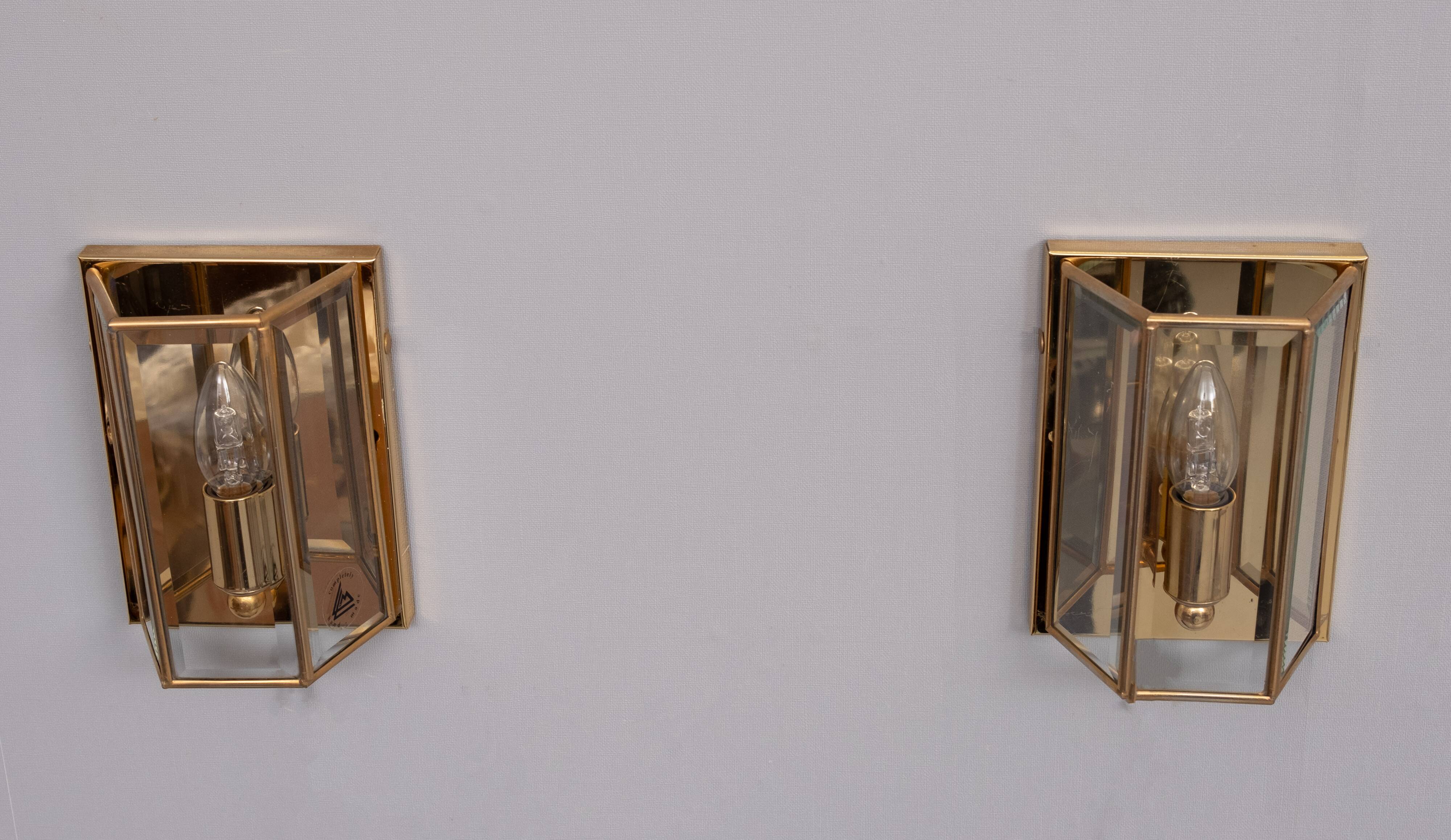 Pair Hollywood Regency Brass Wall lamps 1970s Germany