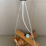 Vintage pine airplane pendant light