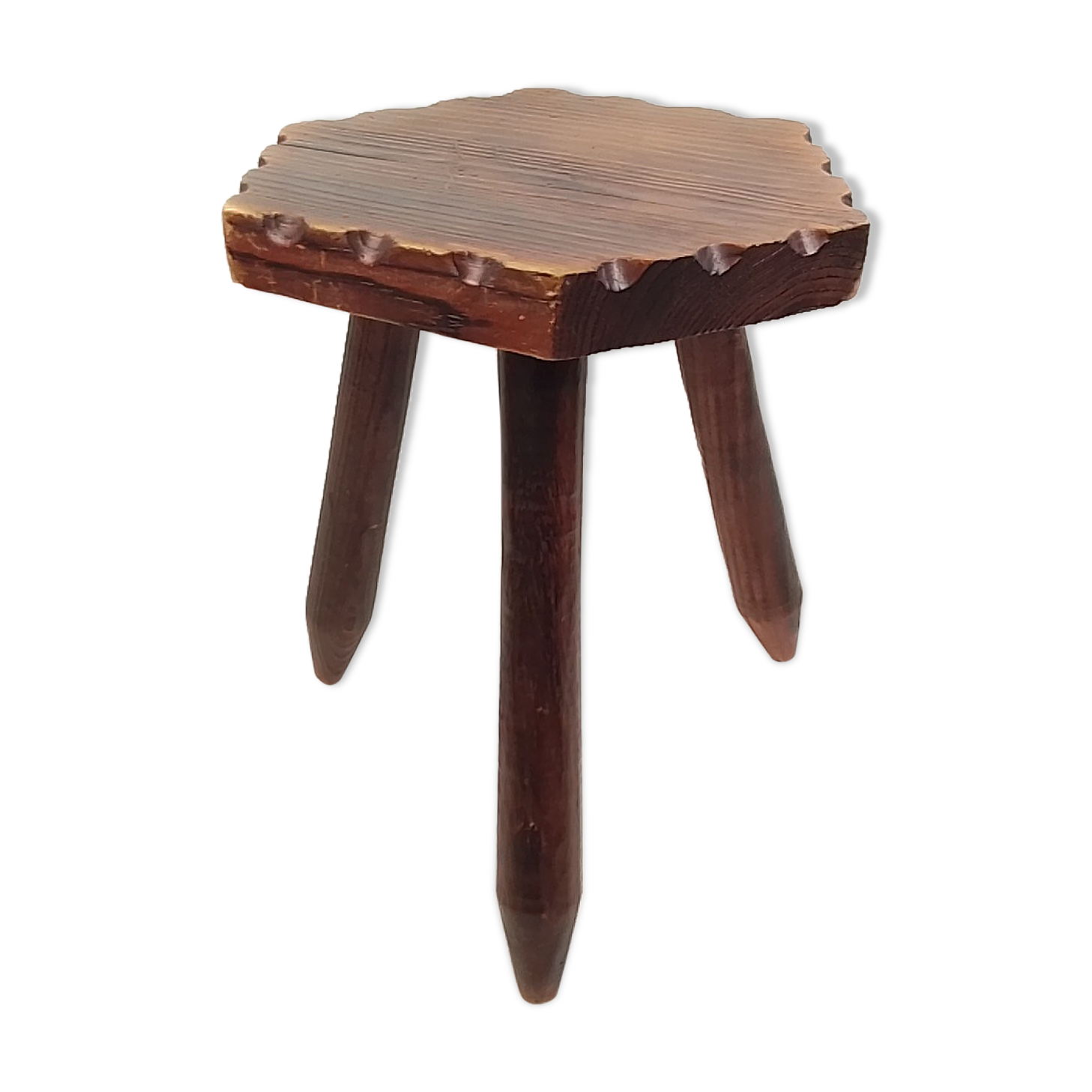 Hexagonal seated wooden stool