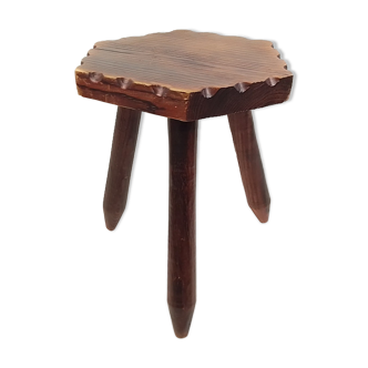 Hexagonal seated wooden stool