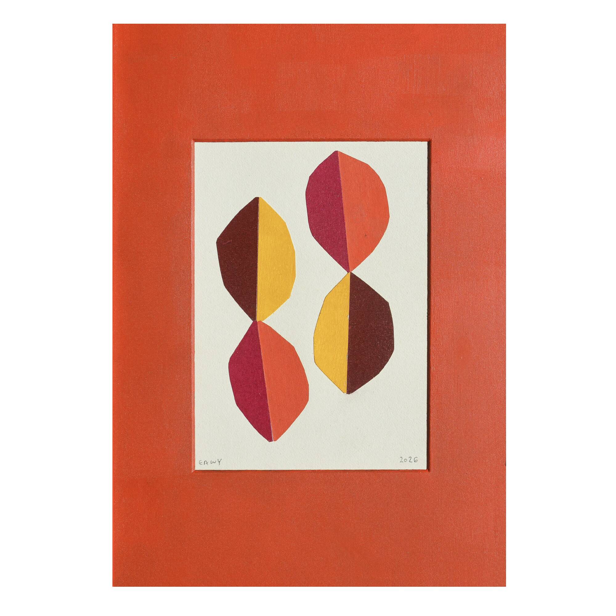 Framed abstract collage on paper signed eawy.