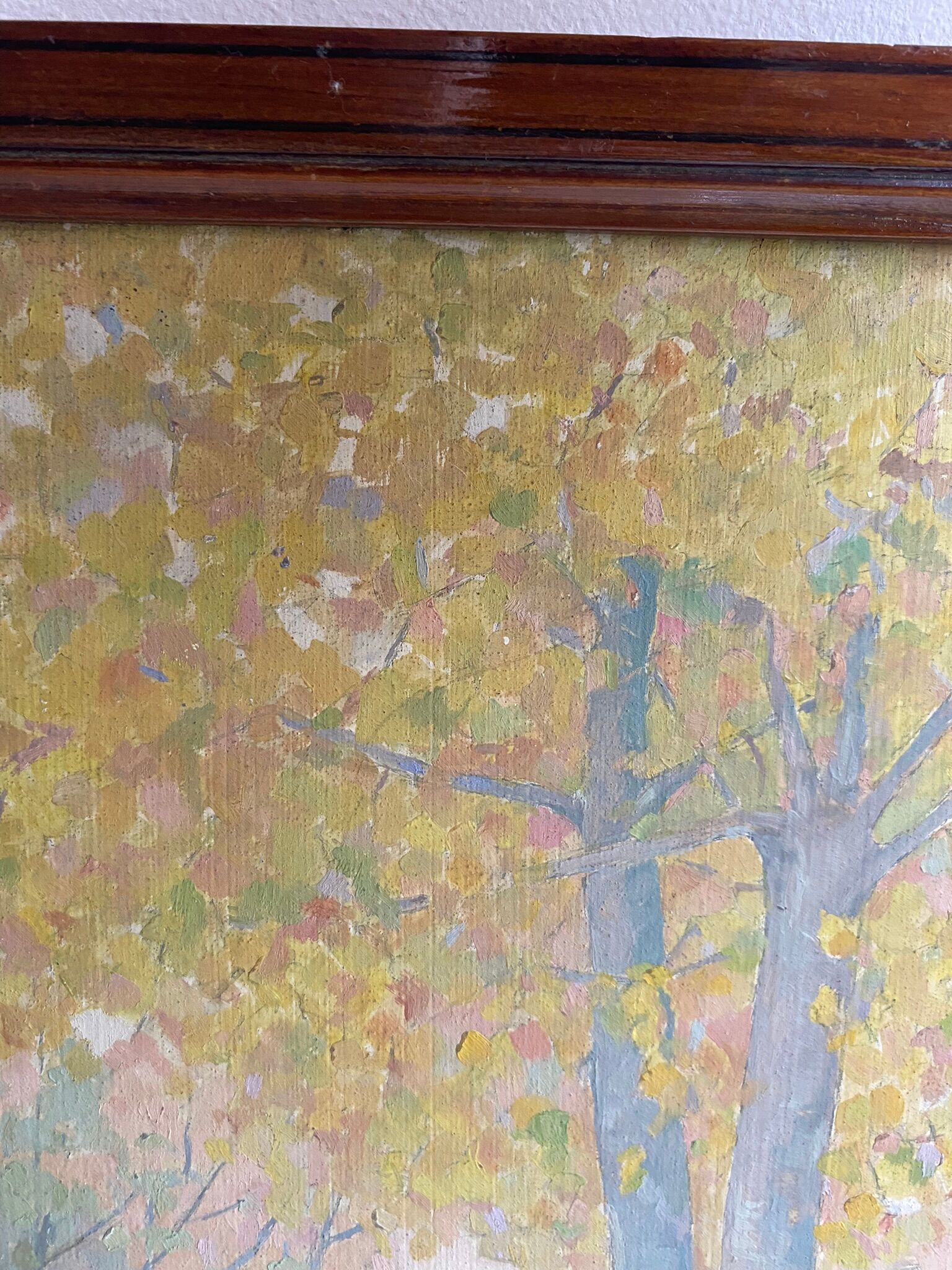 Painting, old, autumn landscape 1940s