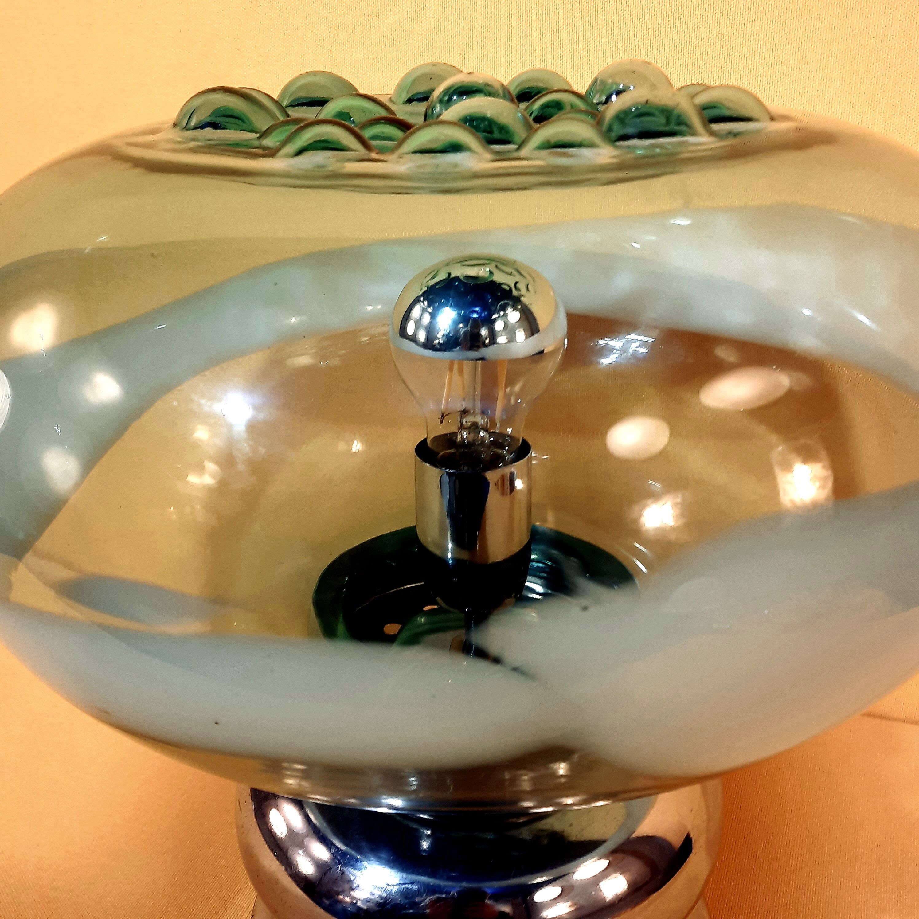 Table lamp murano 1970 green