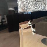 Art Deco Wall Mirror in Black Lacquer & Silver Leaf, France, 1930s