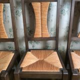 Solid chene chairs with straw seat