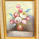 Still life, painting on hardboard, wooden and stucco frame.