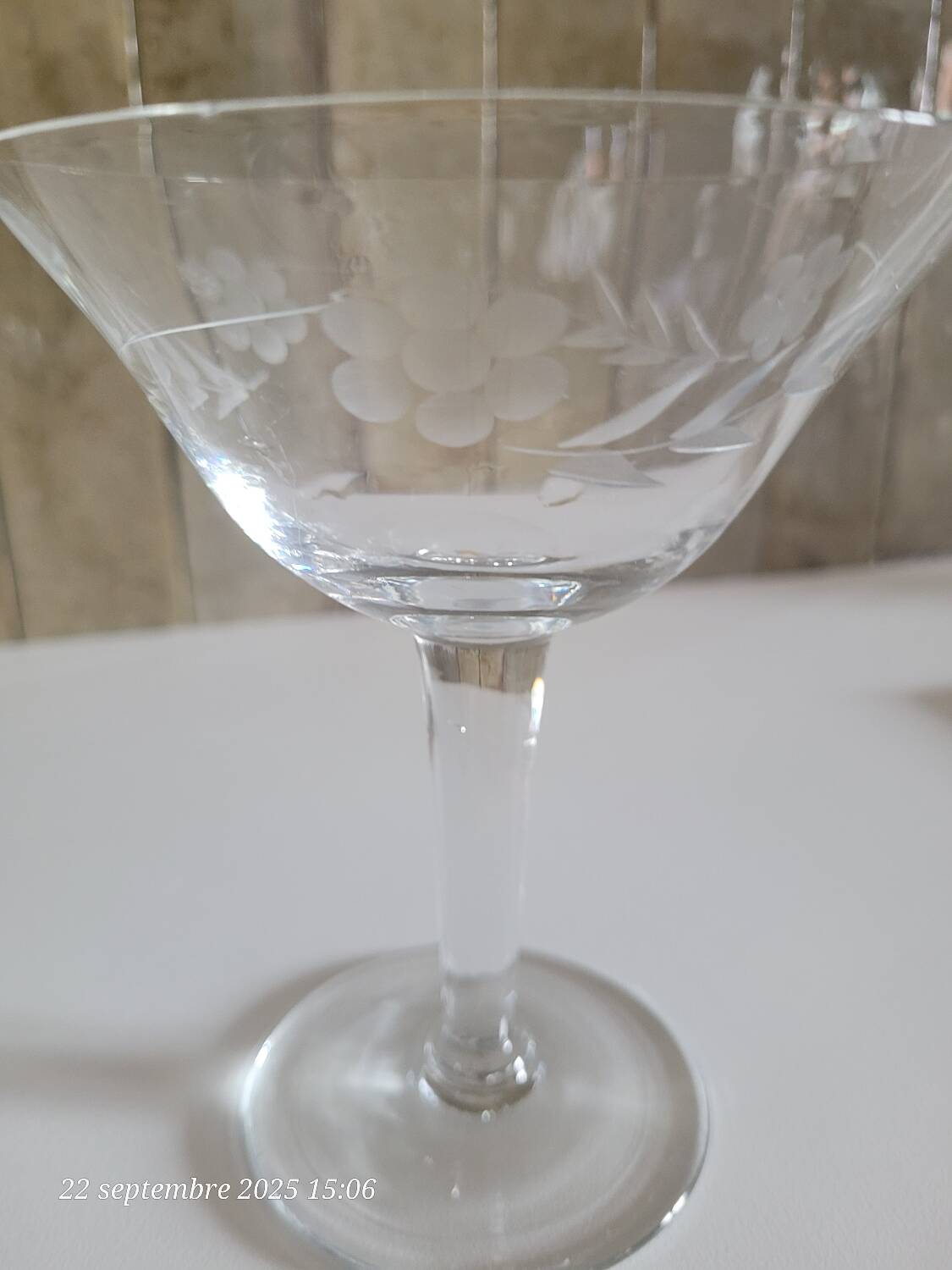 2 crystal champagne glasses