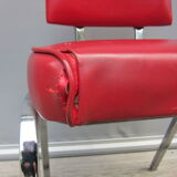 Chair vintage red leatherette chrome feet