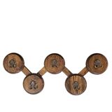 Oak wood wall coat rack / 1960s