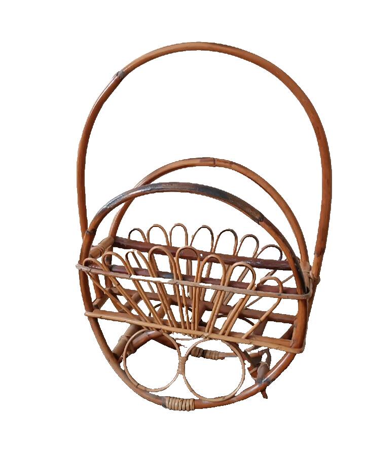 Grand porte-revues en bambou design années 50/60