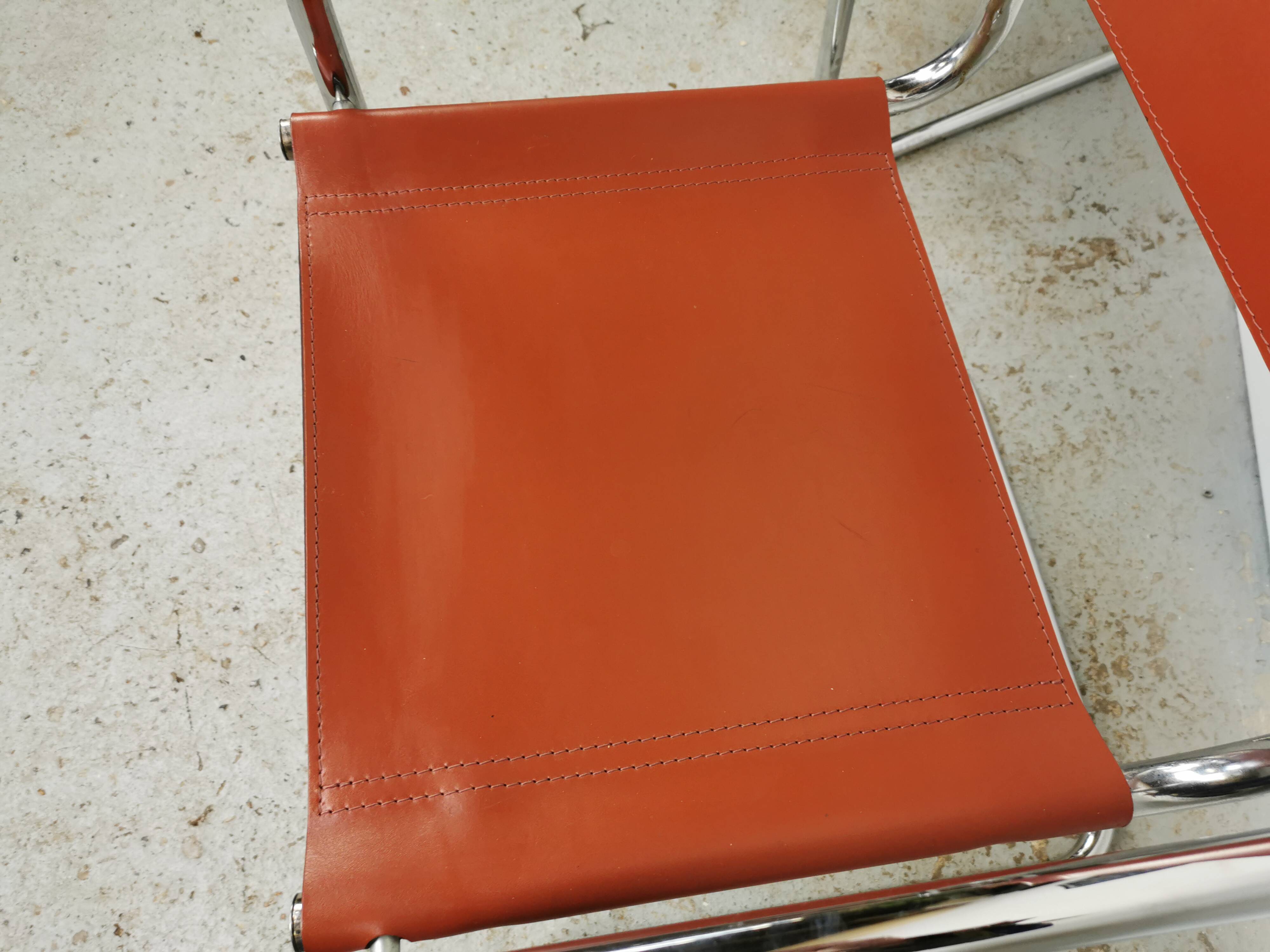 Vintage Bauhaus leather and chrome chair Mart Stam Matteo Grassi