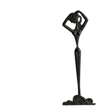 Statue d'Aphrodite en bronze oxydé vintage des années 1960, style moderne du milieu du siècle