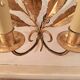 Pair of gold-tone metal leaf wall sconces