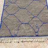 Tapis berbère taupe et bleu majorelle 200x308cm