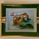 Hermès ashtray signed Rybal in fine Limoges porcelain decorated with mandarin ducks