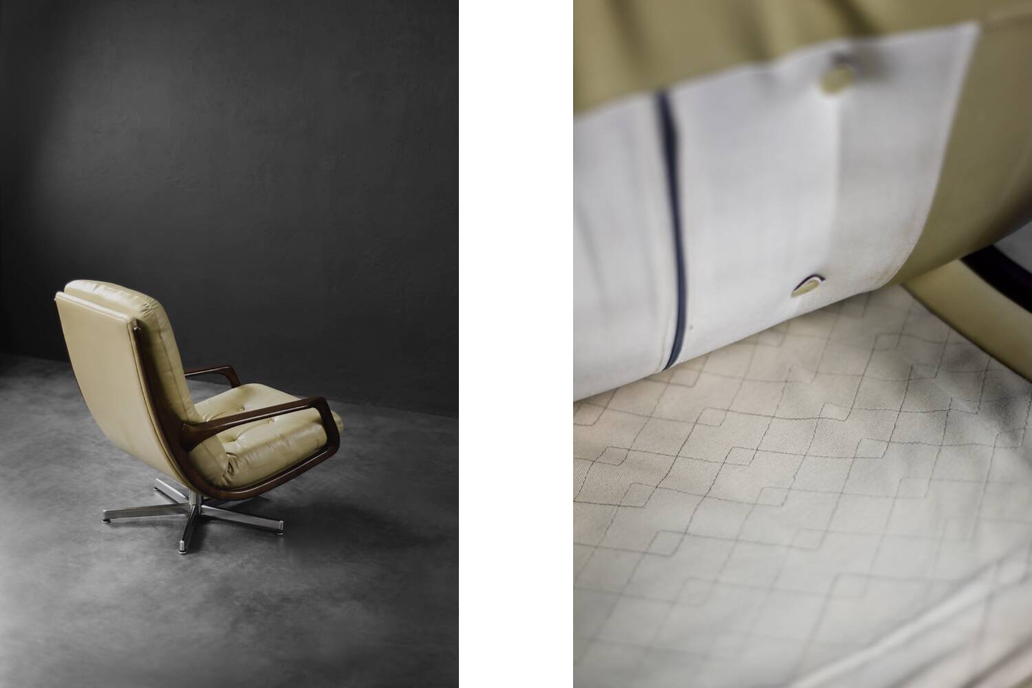Swivel armchair in leather by Eugen Schmidt, Germany 1960
