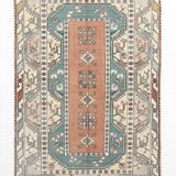 5x8 Shades Of Copper Green Vintage Oushak Rug, 146x227Cm SKU 24356