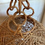 Suspension corde et rotin vintage