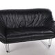 Italian Black leather Postmodern 2 seater sofa, 1970s
